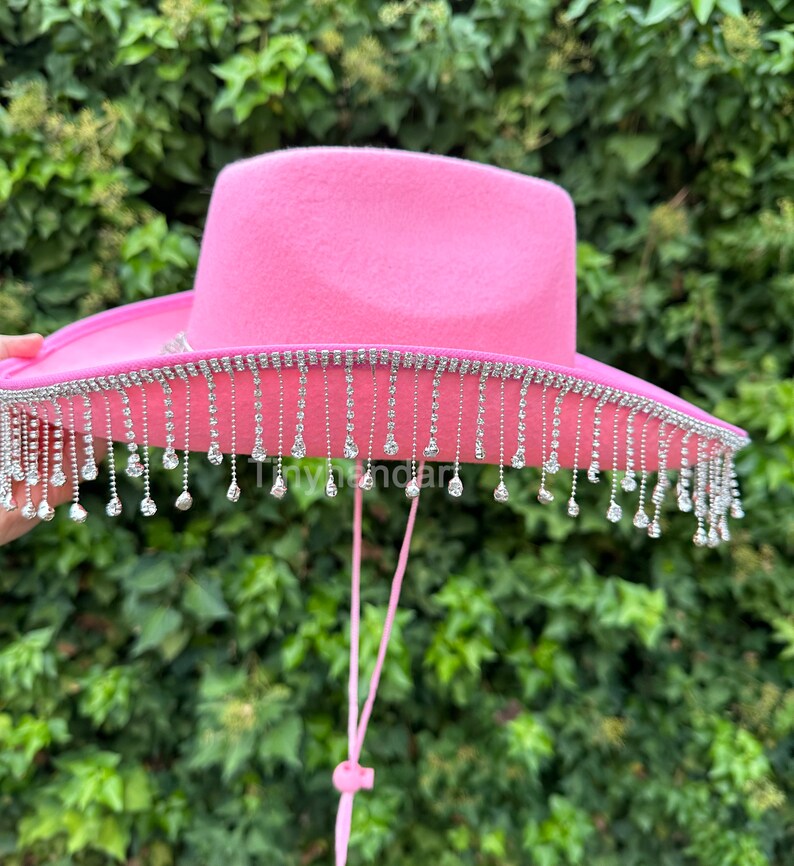Diamond Fringe Cowboy Hatcowgirl Hat With Double Rhinestone Etsy