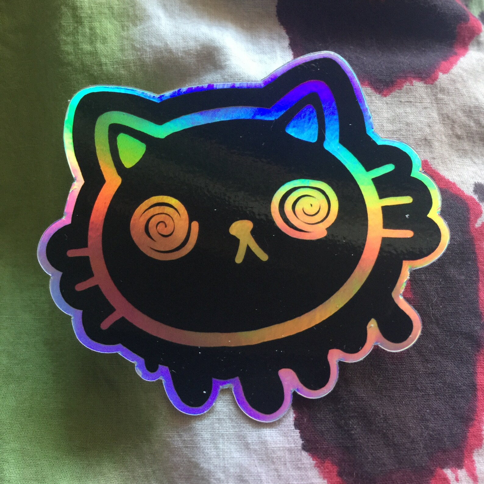 Holographic Cat Sticker Trippy Cat Sticker Holo Sticker Etsy