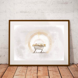 PRINTABLE Nativity Scene Art, Christmas Digital Download, Christmas ...