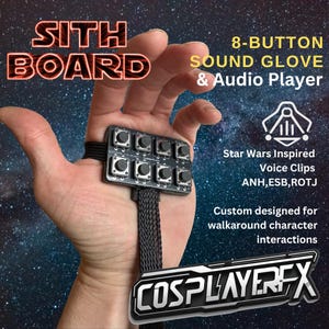 SithBoard Voice Effects Sound Glove |  8-Button Vader Voice Effect | Includes Breathing audio background sounds and voice clips | ANH or ESB