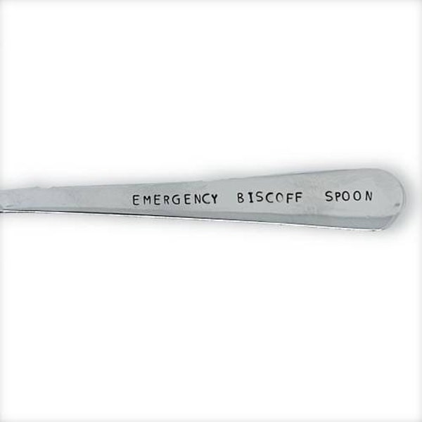 Emergency biscoff Spoon hand stamped personalised teaspoon