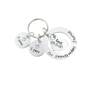 Breastfeeding journey milestone keyring, new mum gift, golden boobies, celebration, boobie gift