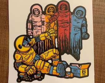 Pacman Astronaut (wasserfestes Aufkleber) Aufkleber