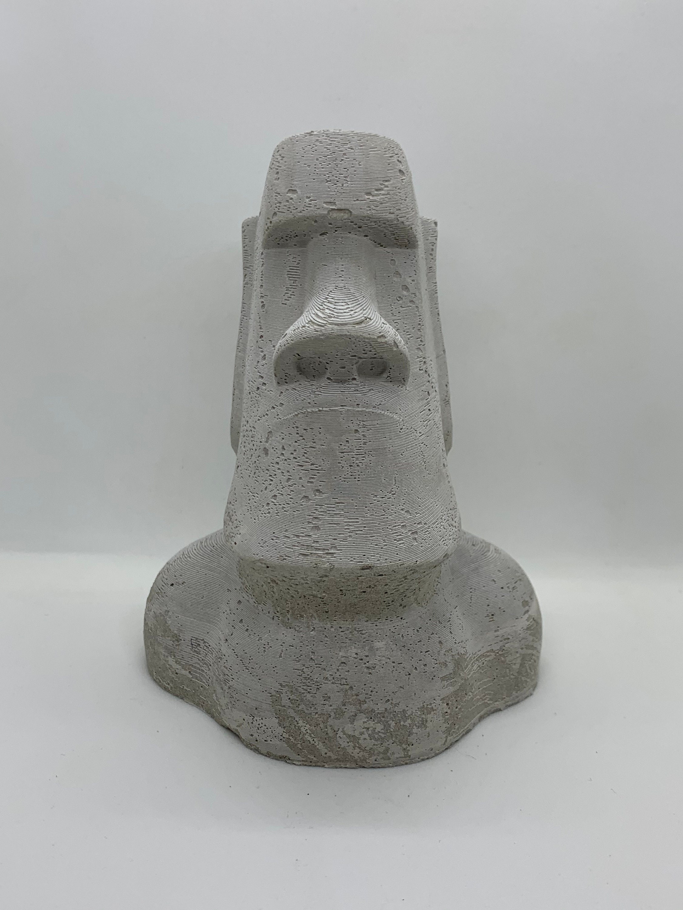 EMOJI STICKER, grey Moai statue art, png