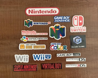 Nintendo Console Logo History Waterproof Stickers 17 Total!