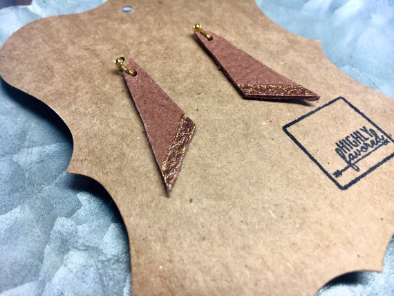 Hand Cut Multi Color Genuine Leather Triangle Earrings