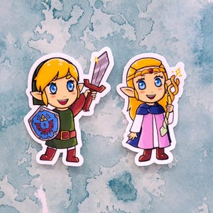 Chibi Link et Zelda | Sticker découpé en vinyle résistant à l&#39;eau, Echoes of Wisdom