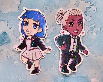 TimeBomb Powder och Ekko | Vattentåligt vinylklistermärke med stansat glitter, Arcane League of Legends