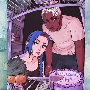 Jinx ed Ekko / Stampa artistica opaca, Arcane League of Legends