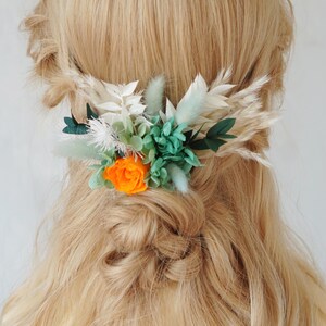 Dry Flowers Hair Comb: Boho Rustic Wedding Bride/Bridesmaid Preserved Rose Hair Accessories