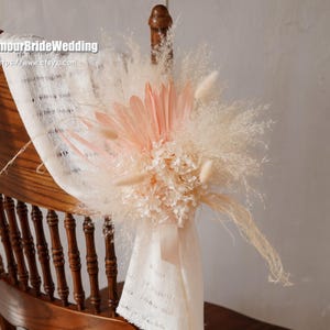 White/Pink Wedding Chair Flower Swag,Rustic Ceremony Aisle Decor chair decoration