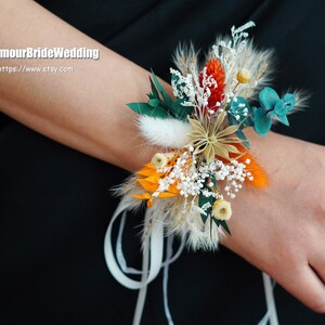 Dried Flower Corsage,Corsage,Wedding Corsage,Bridal Bridesmaid Corsage,Country Wedding Corsage,Flowers Bracelet