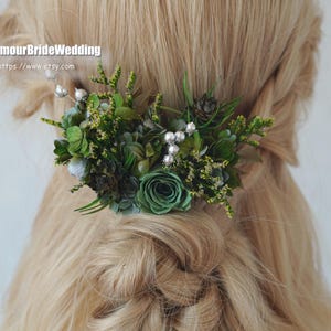 Green Dried Flower Crown,Wedding Hair Accessories,Wedding Flower Crown,Preserved flowers Crown,Rustic wedding,Head Wreath,Hair Comb Crown