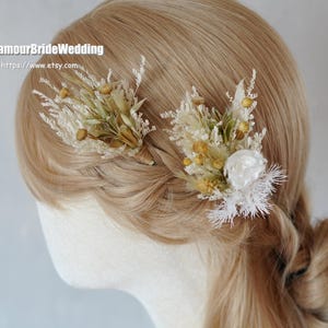 Boho Wedding Hair Comb,Preserved/Dried Flowers Bridal Hairpin Accessories