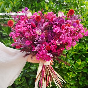 Rustic boho Wedding Bouquet,Artificial Faux Flowers Home Wedding Decor,bridal bridesmaids bouquets,Crystal grass bouquet