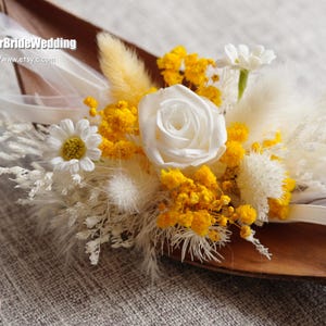 Bohemian wedding corsage, bride corsage, dried flower wrist flower, girl wristband, wedding decoration