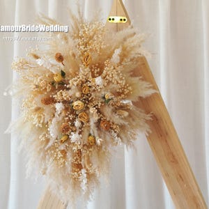 Pampas Arch arrangement,Preserved Babybreath Dried Rose Flower, Boho Decor,Wedding Backdrop,Table Flower Centrepiece