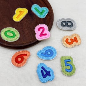 Cartoon Number Iron‑on Patch, Embroidered Fabric Label Applique, DIY Patch for Clothing Repair & Garment Decoration