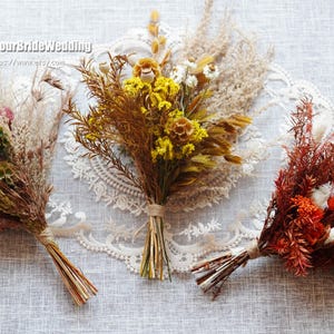 Dusty orange/Brown Natural Boho Mini Dried Flower Bouquet,Dried Bouquet Floral Arrangement,Handmade Bouquet,Wedding Flowers,Home Decor