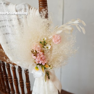 White/Pink Wedding Chair Flowers Swag: Preserved Rose Artificial Flower Aisle Decoration