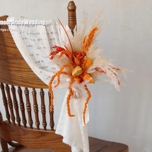 Burnt Orange Rustic Wedding Chair Dried Flowers Swag: Preserved Flower Aisle Decoration
