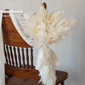 White Rustic Wedding Chair Dried Flowers Swag: Preserved Flower Aisle Decoration