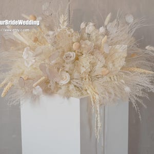 Arch arrangement,Preserved rose+Pampas Dried Flower Arch Arrangement, Boho Wedding Decor,Wedding Backdrop Dinner Table Flower Centrepiece