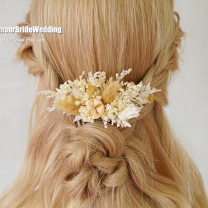Dry Flowers Hair Comb: Boho Wedding bridal  Preserved Hair Accessories