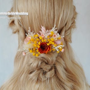 Boho Wedding Hair Comb,Preserved/Dried Flowers Bridal Hairpin Accessories