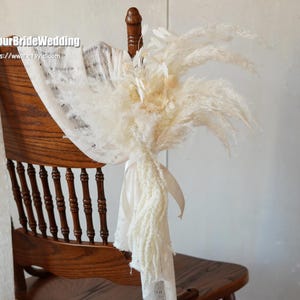 White Rustic Wedding Chair Dried Flowers Swag: Preserved Flower Aisle Decoration