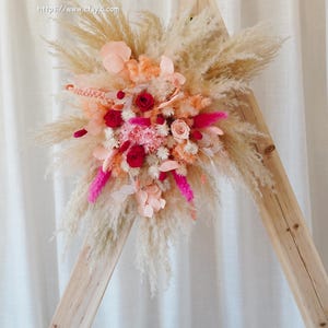 Arch arrangement,Preserved rose Pampas Dried Flower Arch Arrangement, Boho Wedding Decor, Wedding Backdrop,Table Flower Centrepiece