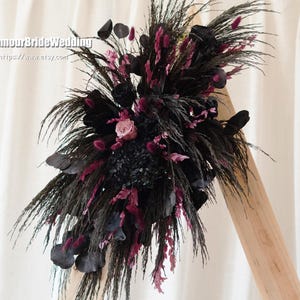 Pampas & Preserved Rose Flower Arch: Gothic Wedding Decor