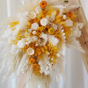 Arch arrangement,Preserved rose Pampas Dried Flower Arch Arrangement, Boho Wedding Decor, Wedding Backdrop
