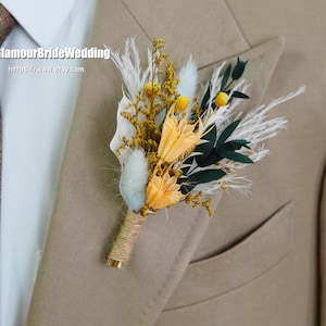 Bridegroom Best Man Boutonniere,Dried Flower Boutonniere,Wedding Boutonniere,multicolor Boutonniere,Wedding accessories,Pin Boutonniere