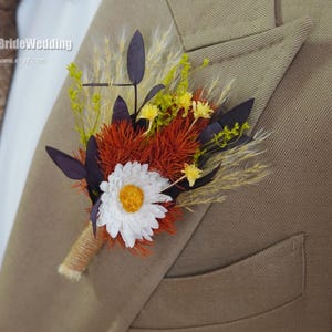 Bridegroom Best Man Boutonniere,Dried Flower Boutonniere,Wedding Boutonniere,Daisy Boutonniere,Wedding accessories,Boutonnières