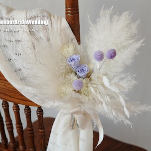 White/Blue Rustic Wedding Chair Dried Flowers Decor:Preserved Rose Flower Aisle Decoration