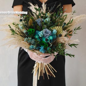 Rustic boho Wedding Bouquet,Preserved roses EucalyptusDried Flowers Wedding Decor,bridal bridesmaids bouquets,pampasgrass bouquet