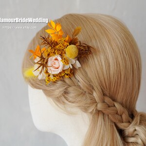 Dry Flowers Hair Comb,Rustic Wedding Bridal/Bridesmaid  Hair Accessories Preserved Rose/Crystal Grass