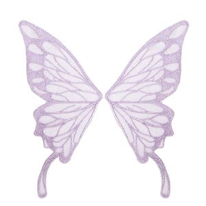 May include: A pair of symmetrical butterfly wings in a light lavender color. The wings feature an intricate embroidered border and vein pattern with semi-transparent mesh sections between the stitched lines, creating a delicate, open-work design.