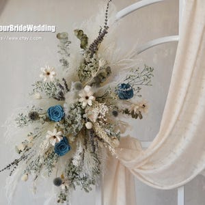 Preserved Rose & Pampas Arch Arrangement: Boho Wedding  Dried Flowers Decor