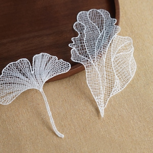 Ginkgo leaf/vein pattern lace appliques, DIY Wedding Gown & Costume Design
