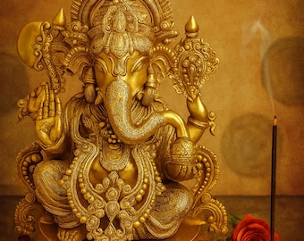 Ganesh god statue brass