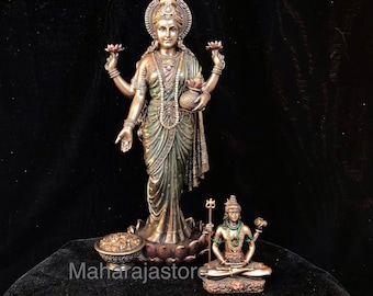 Goddess Lakshmi statue,10inches,Bronze goddess Lakshmi, Standing Lakshmi, goddess of wealth,Immortal nectar, Laxmi idol, Lakshmi sculpture