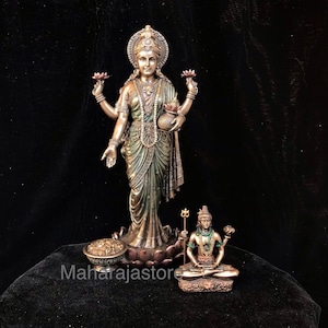 Goddess Lakshmi statue,10inches,Bronze goddess Lakshmi, Standing Lakshmi, goddess of wealth,Immortal nectar, Laxmi idol, Lakshmi sculpture