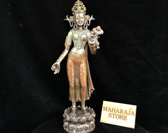 Standing Tara Statue: 12" Tibetan Buddhist Goddess