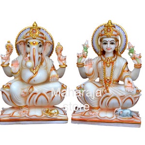 Ganesh laxmi statue marble 12 inches