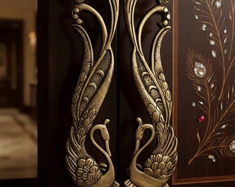 Peacock door handle real strong brass