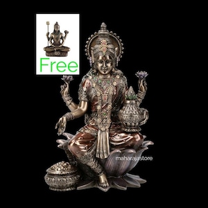 Goddess Lakshmi Statue, Goddess Laxmi Statue, Sitting Lakshmi. Hindu Goddess of Wealth, abundance, good fortune, fertility & prosperity.7.5”