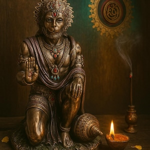 Estatua de Hanuman: arte del dios mono indio de 7,5 pulgadas