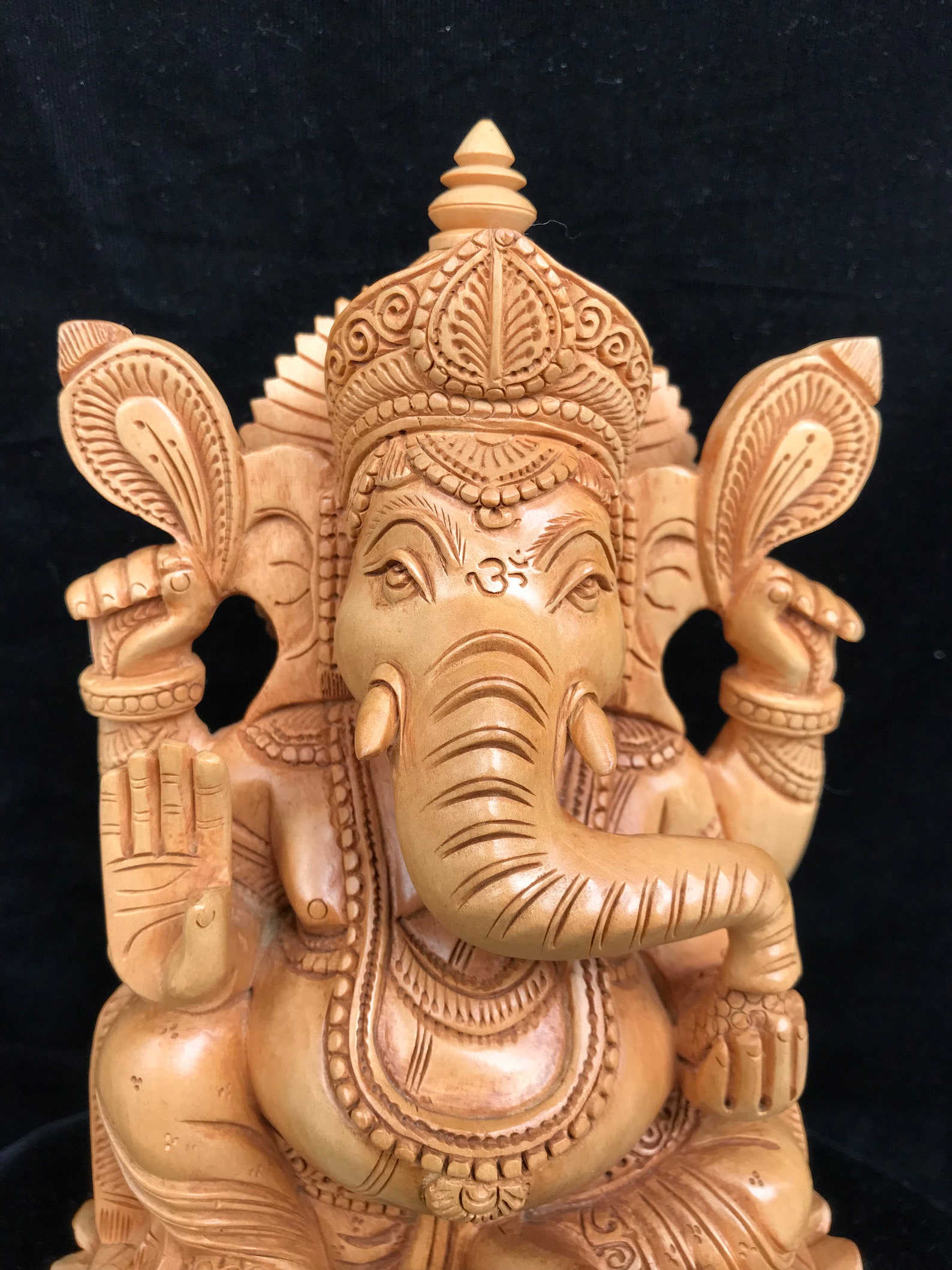 Ganesh statue wood carving handmade 8 inches height Etsy